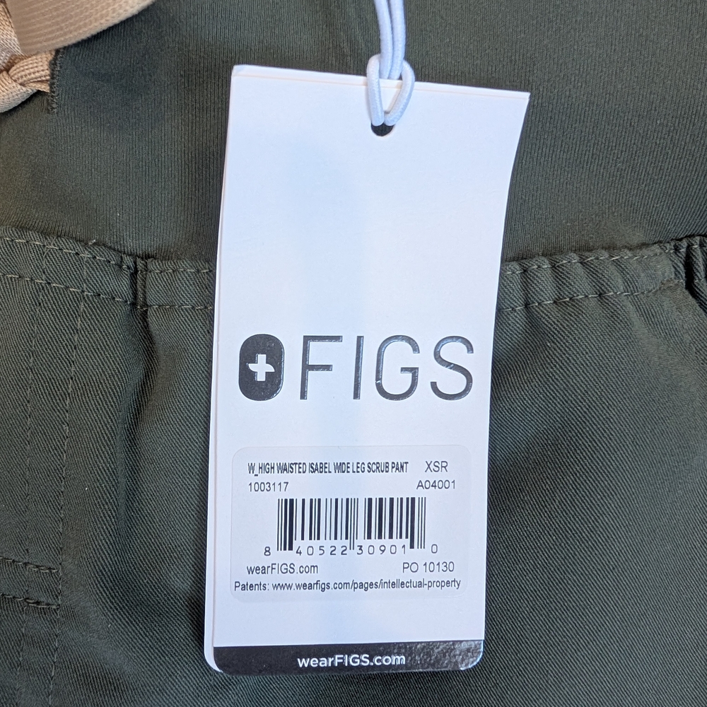 FIGS Isabel Wide Leg Scrub Pants In Moss XS